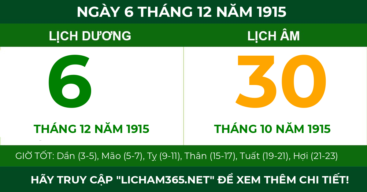 lịch âm ngày 6 tháng 12 năm 1915
