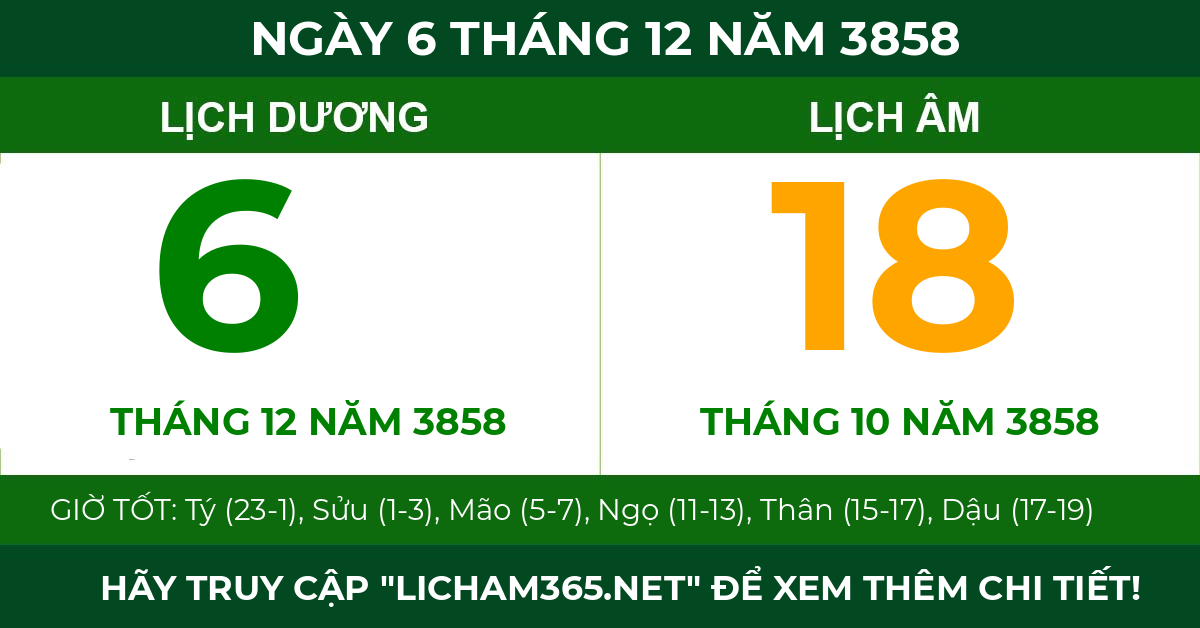 lịch âm ngày 6 tháng 12 năm 3858