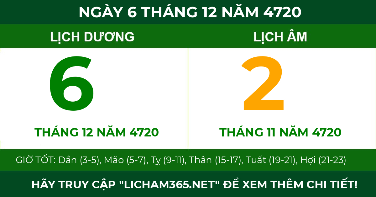 lịch âm ngày 6 tháng 12 năm 4720