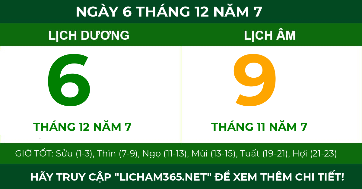 lịch âm ngày 6 tháng 12 năm 7