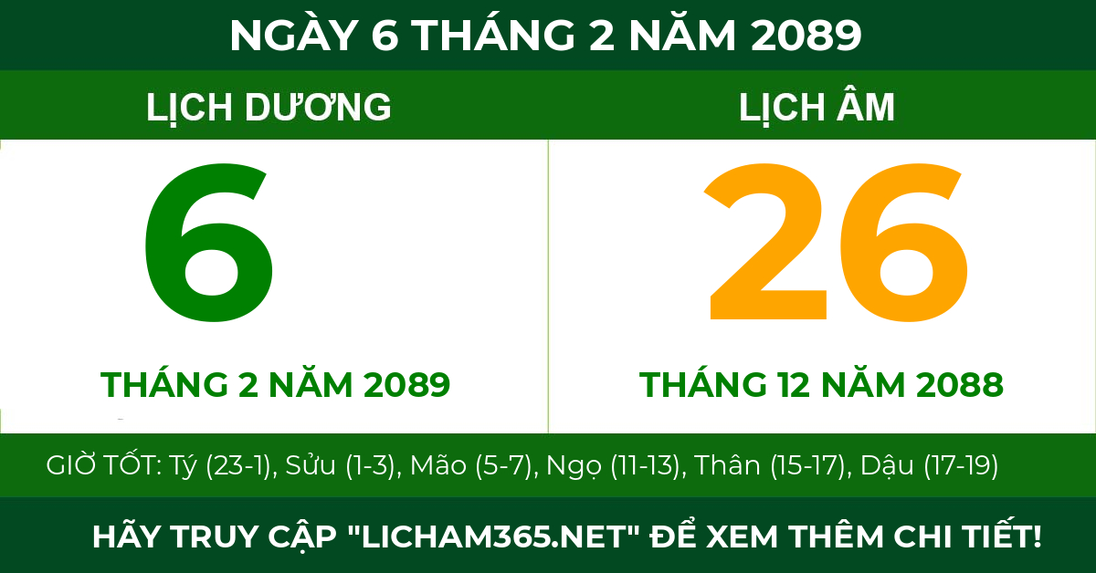 lịch âm ngày 6 tháng 2 năm 2089