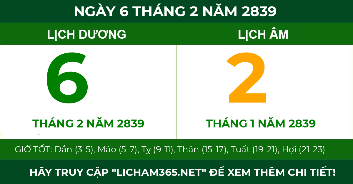 lịch âm ngày 6 tháng 2 năm 2839