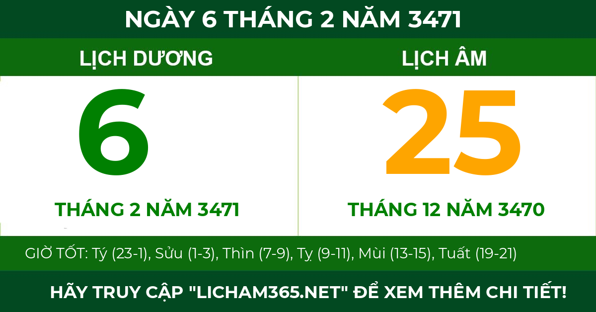 lịch âm ngày 6 tháng 2 năm 3471
