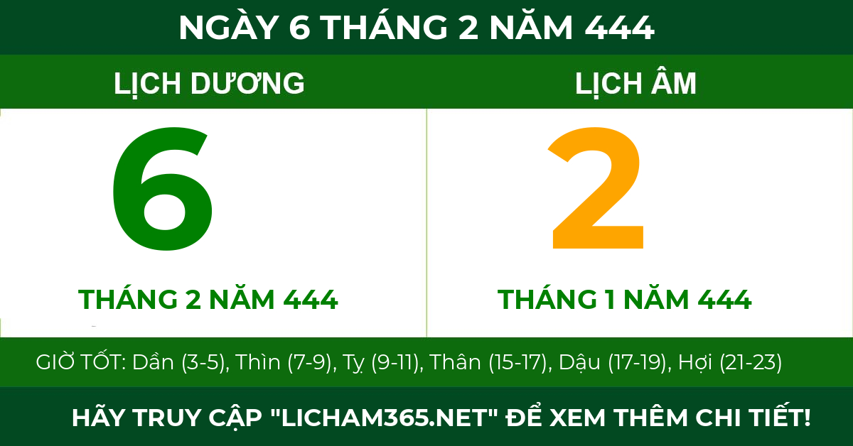 lịch âm ngày 6 tháng 2 năm 444
