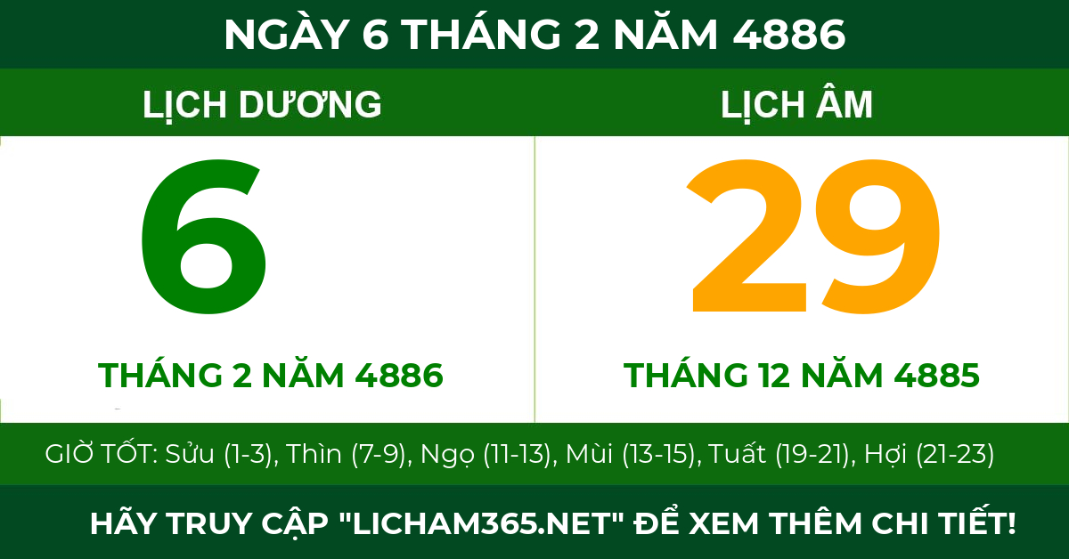 lịch âm ngày 6 tháng 2 năm 4886