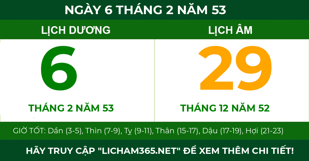 lịch âm ngày 6 tháng 2 năm 53