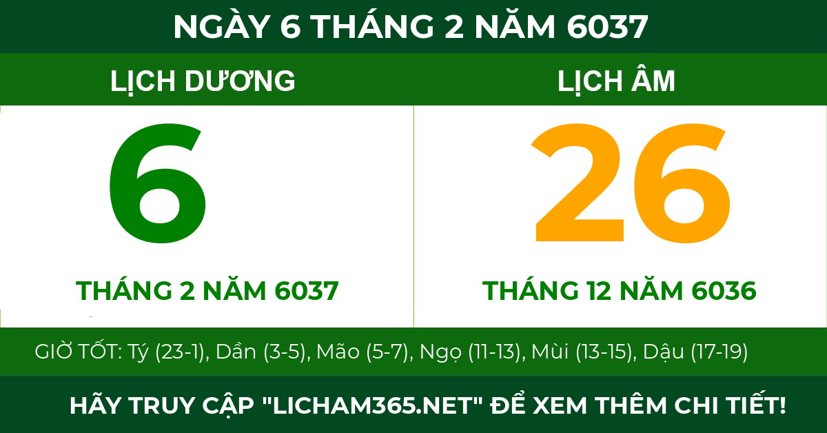 lịch âm ngày 6 tháng 2 năm 6037