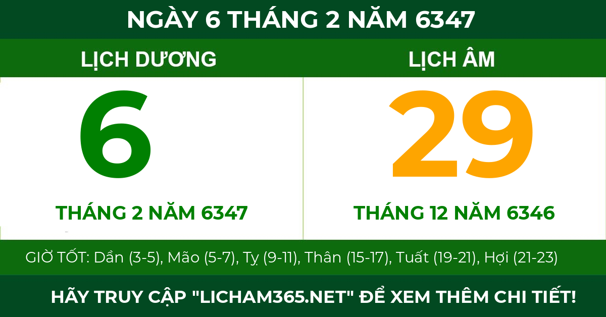 lịch âm ngày 6 tháng 2 năm 6347