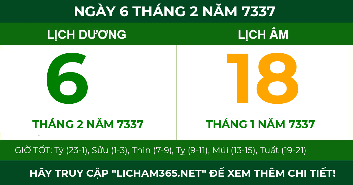 lịch âm ngày 6 tháng 2 năm 7337