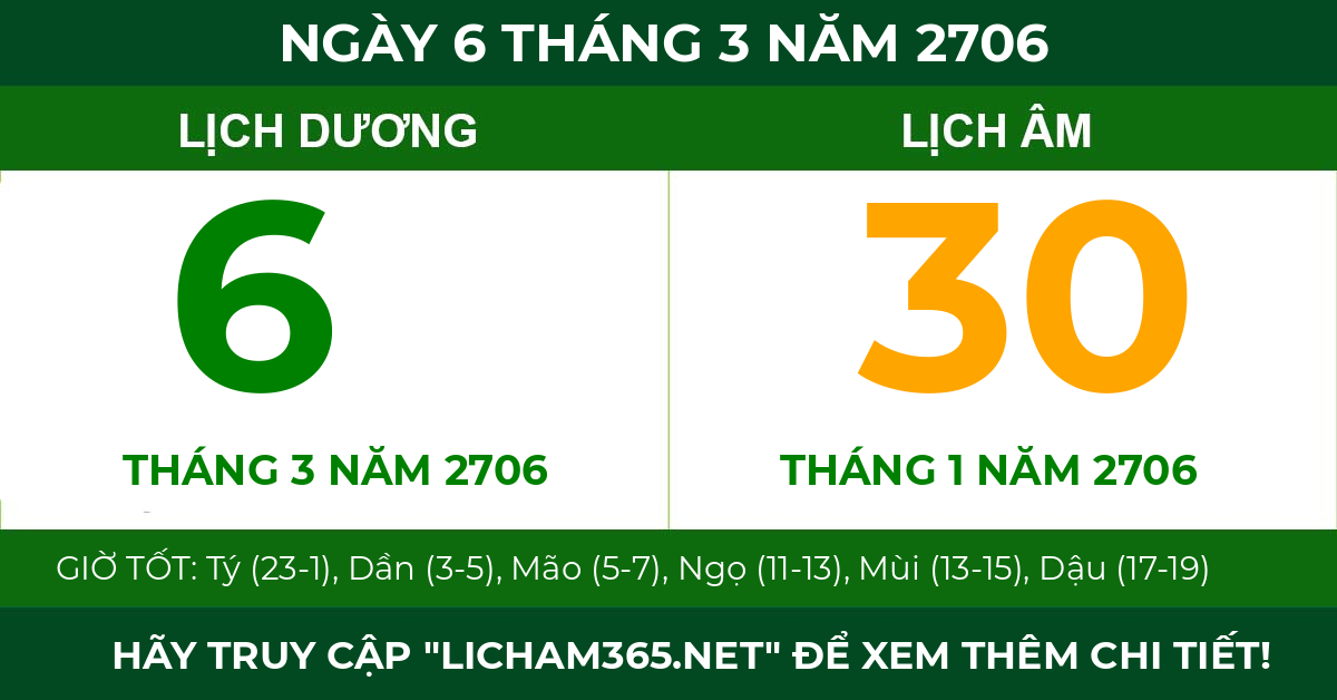 lịch âm ngày 6 tháng 3 năm 2706