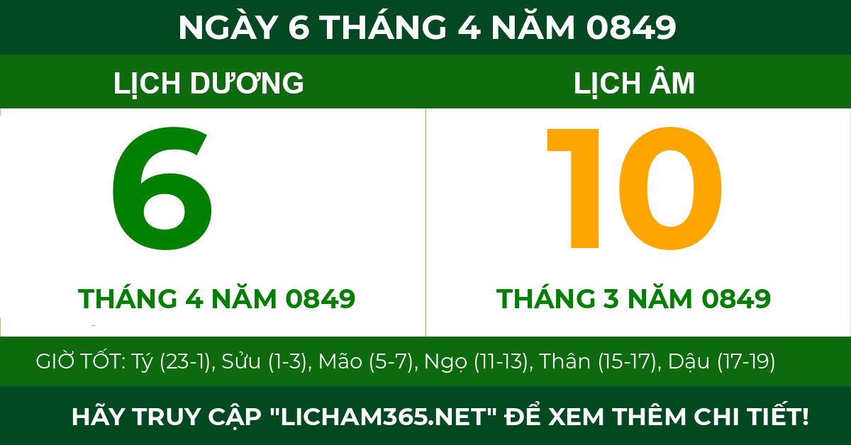 lịch âm ngày 6 tháng 4 năm 0849