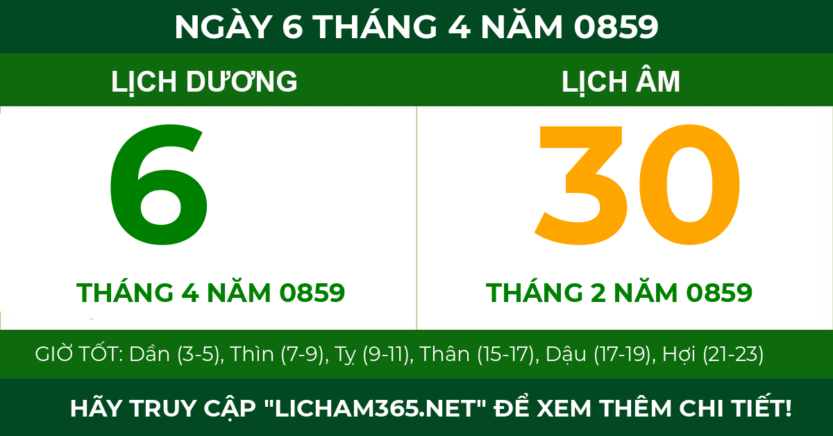 lịch âm ngày 6 tháng 4 năm 0859
