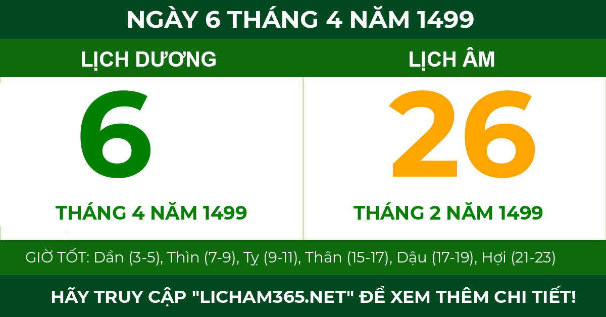 lịch âm ngày 6 tháng 4 năm 1499