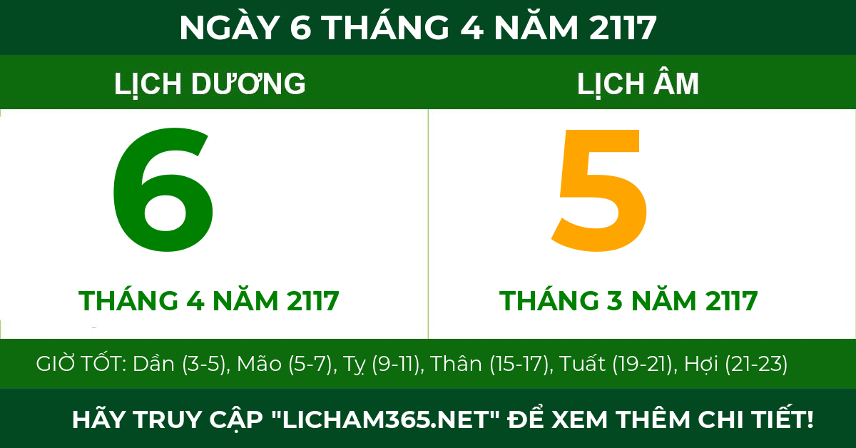 lịch âm ngày 6 tháng 4 năm 2117
