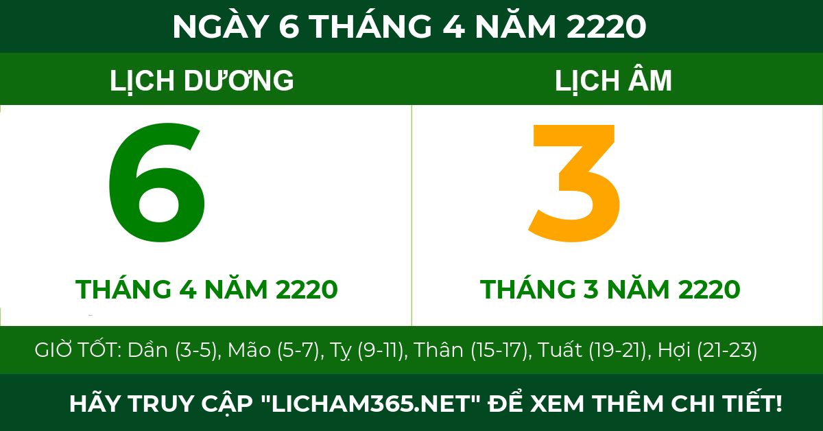 lịch âm ngày 6 tháng 4 năm 2220