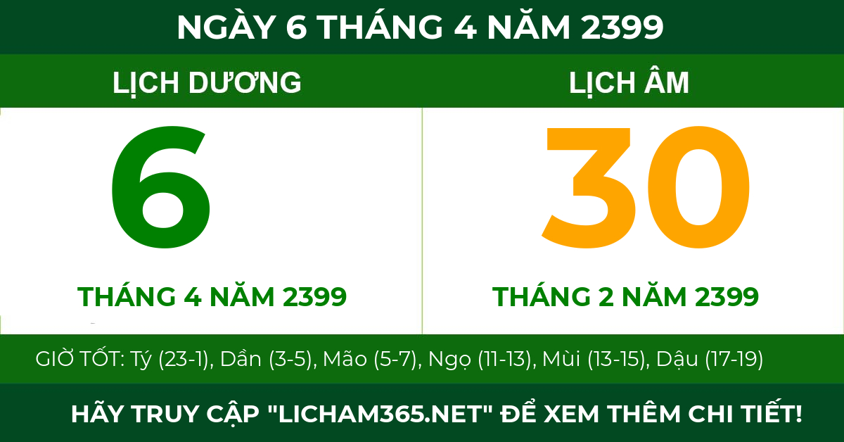 lịch âm ngày 6 tháng 4 năm 2399