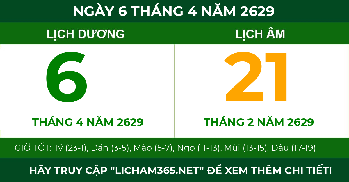 lịch âm ngày 6 tháng 4 năm 2629