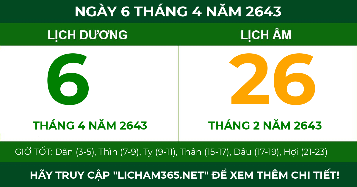 lịch âm ngày 6 tháng 4 năm 2643