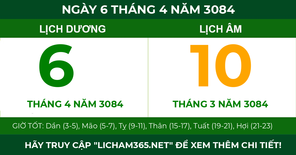 lịch âm ngày 6 tháng 4 năm 3084