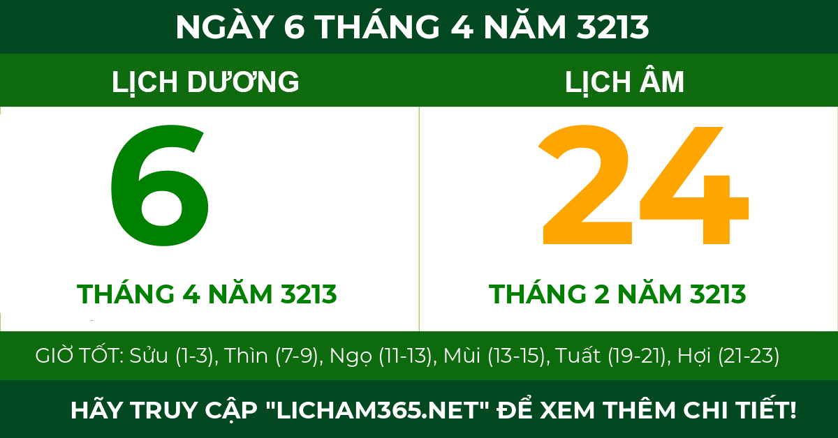 lịch âm ngày 6 tháng 4 năm 3213