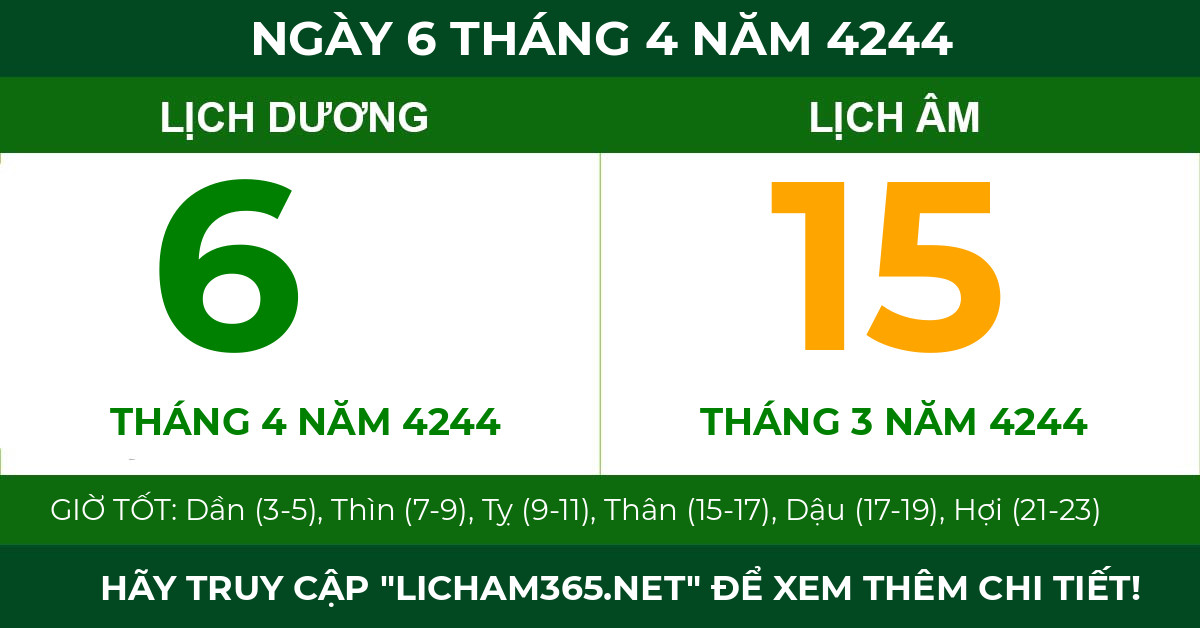 lịch âm ngày 6 tháng 4 năm 4244