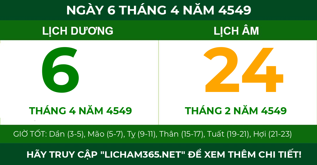 lịch âm ngày 6 tháng 4 năm 4549