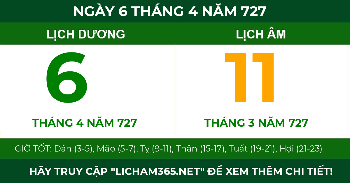 lịch âm ngày 6 tháng 4 năm 727