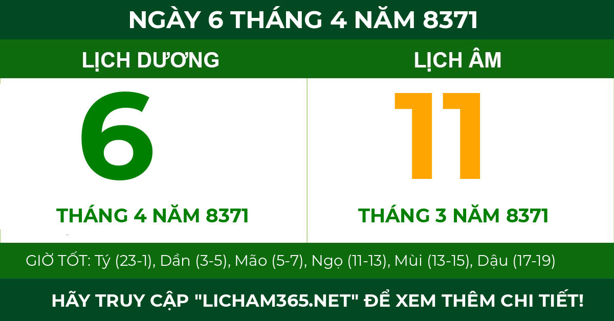 lịch âm ngày 6 tháng 4 năm 8371