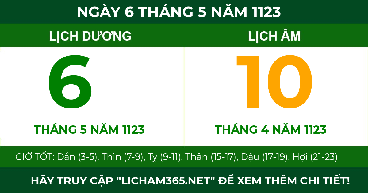 lịch âm ngày 6 tháng 5 năm 1123