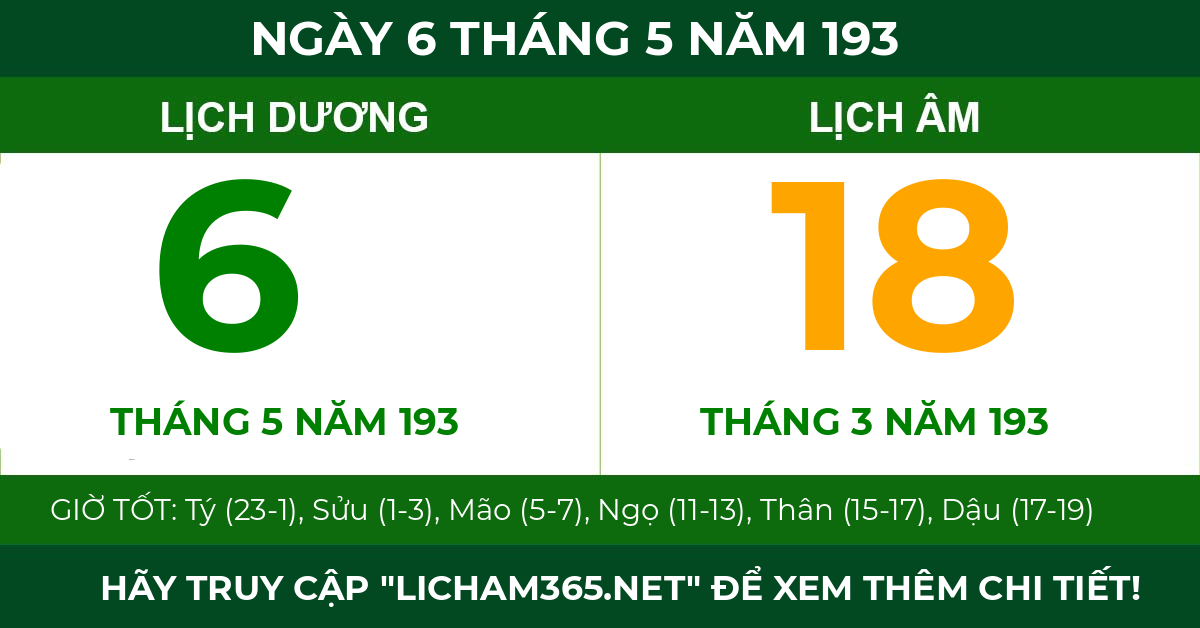 lịch âm ngày 6 tháng 5 năm 193