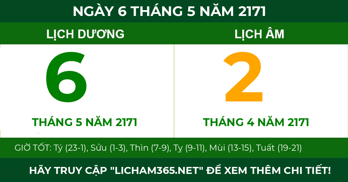 lịch âm ngày 6 tháng 5 năm 2171
