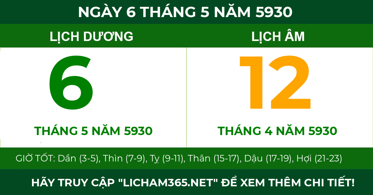 lịch âm ngày 6 tháng 5 năm 5930