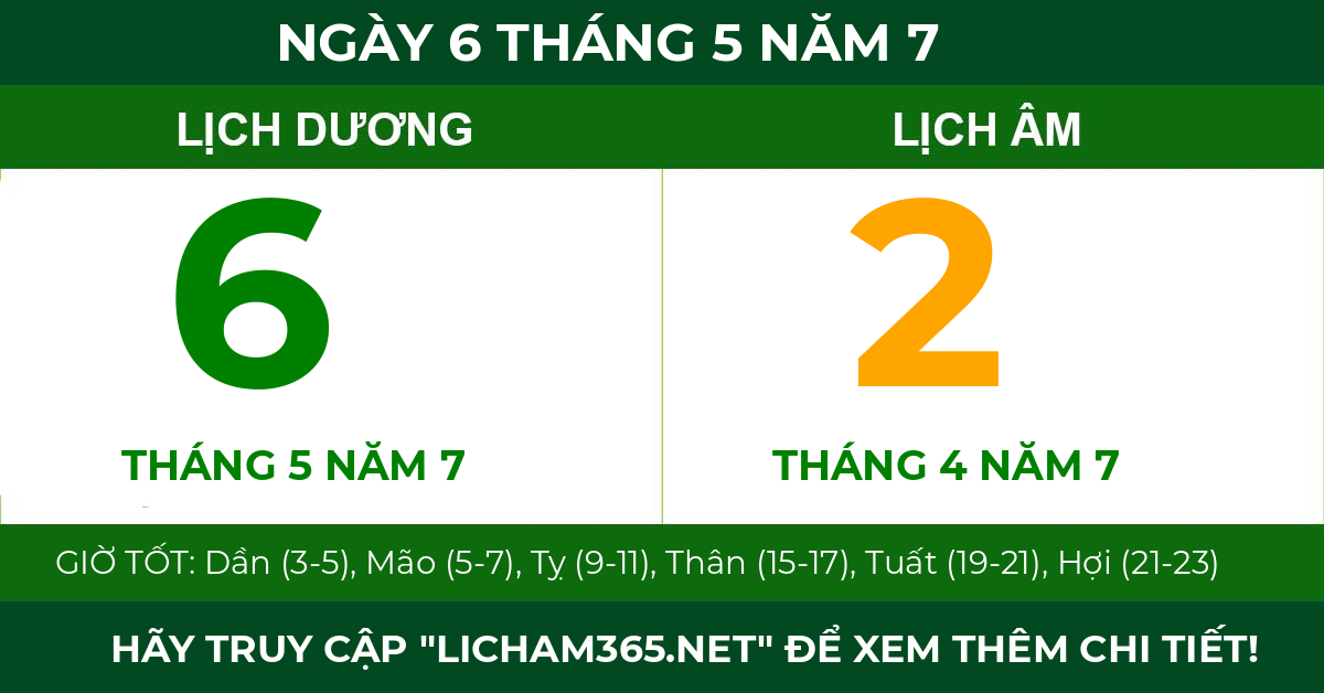 lịch âm ngày 6 tháng 5 năm 7