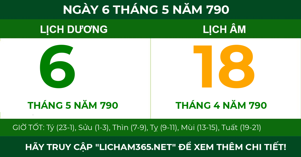 lịch âm ngày 6 tháng 5 năm 790