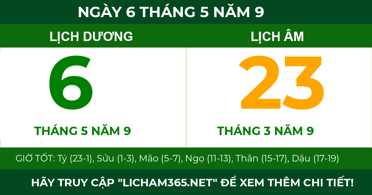 lịch âm ngày 6 tháng 5 năm 9