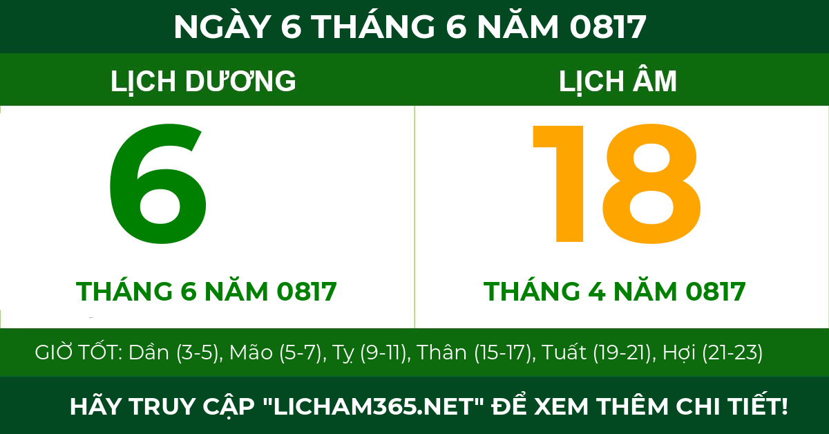 lịch âm ngày 6 tháng 6 năm 0817