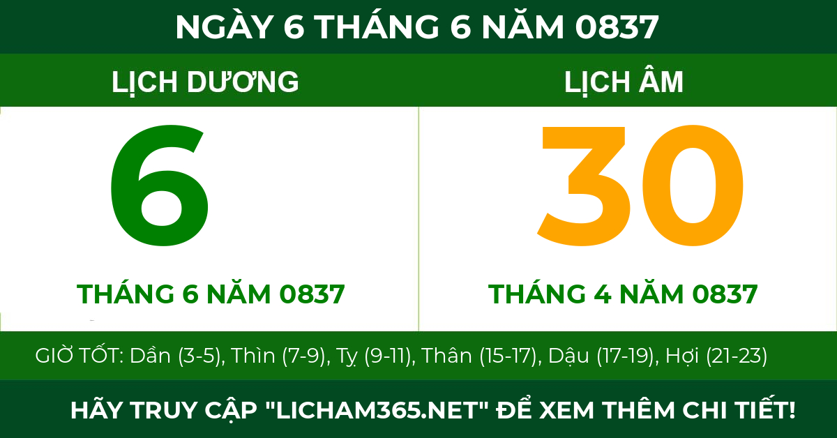 lịch âm ngày 6 tháng 6 năm 0837