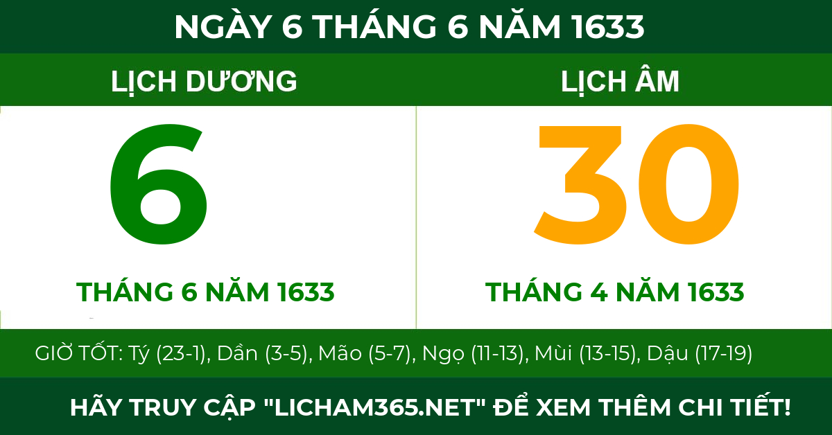 lịch âm ngày 6 tháng 6 năm 1633
