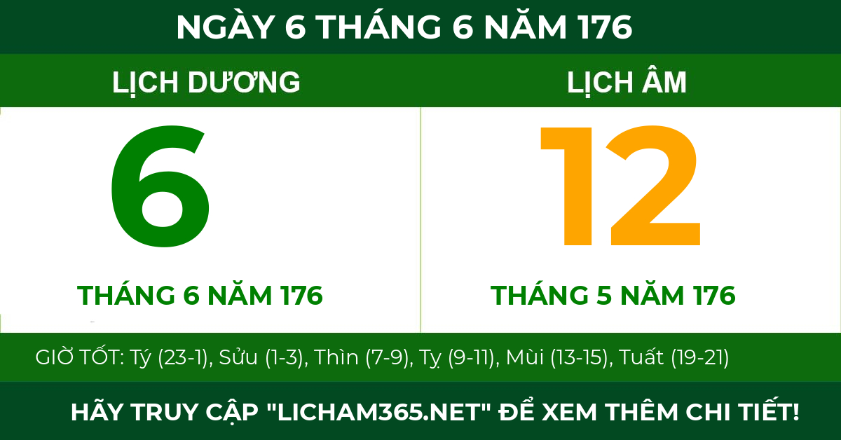 lịch âm ngày 6 tháng 6 năm 176
