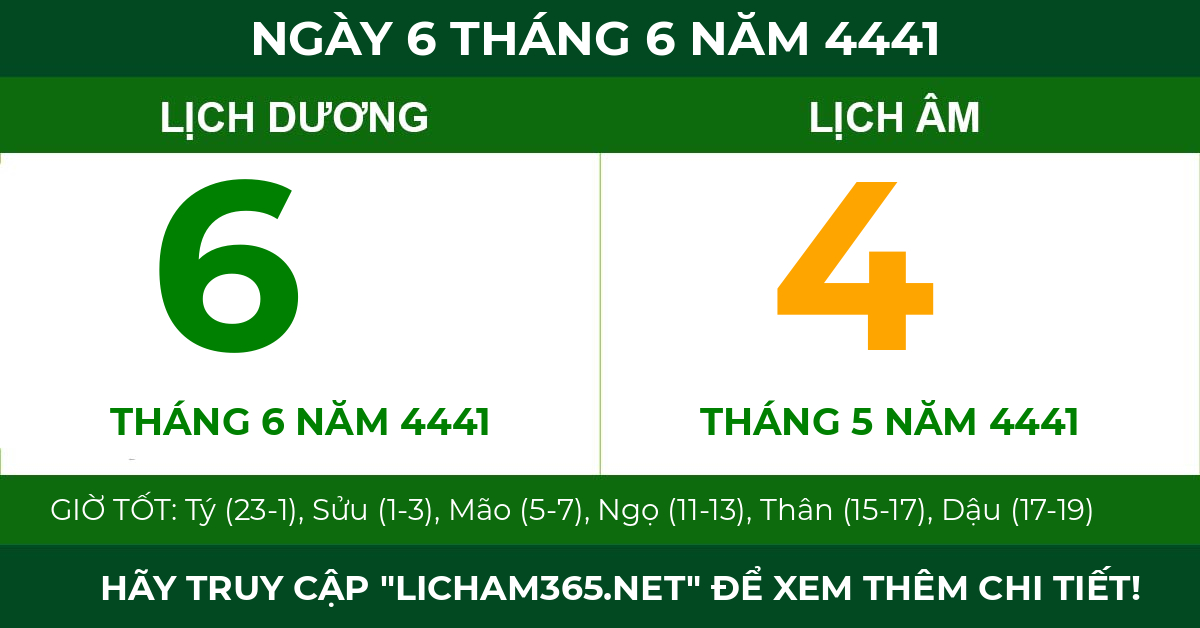 lịch âm ngày 6 tháng 6 năm 4441