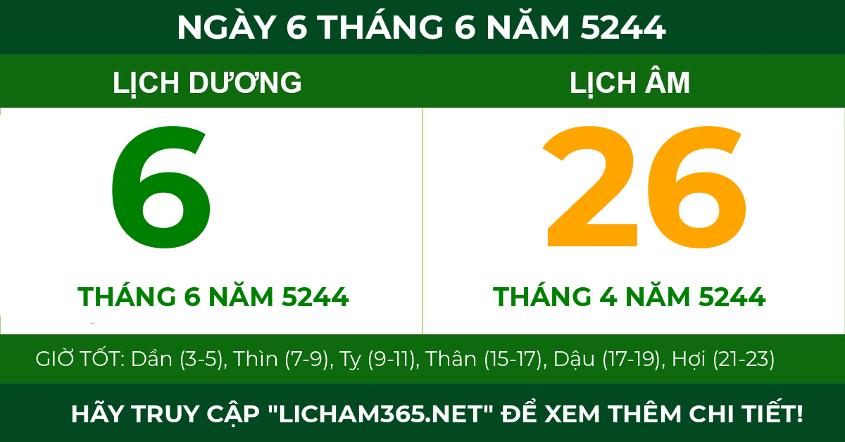 lịch âm ngày 6 tháng 6 năm 5244