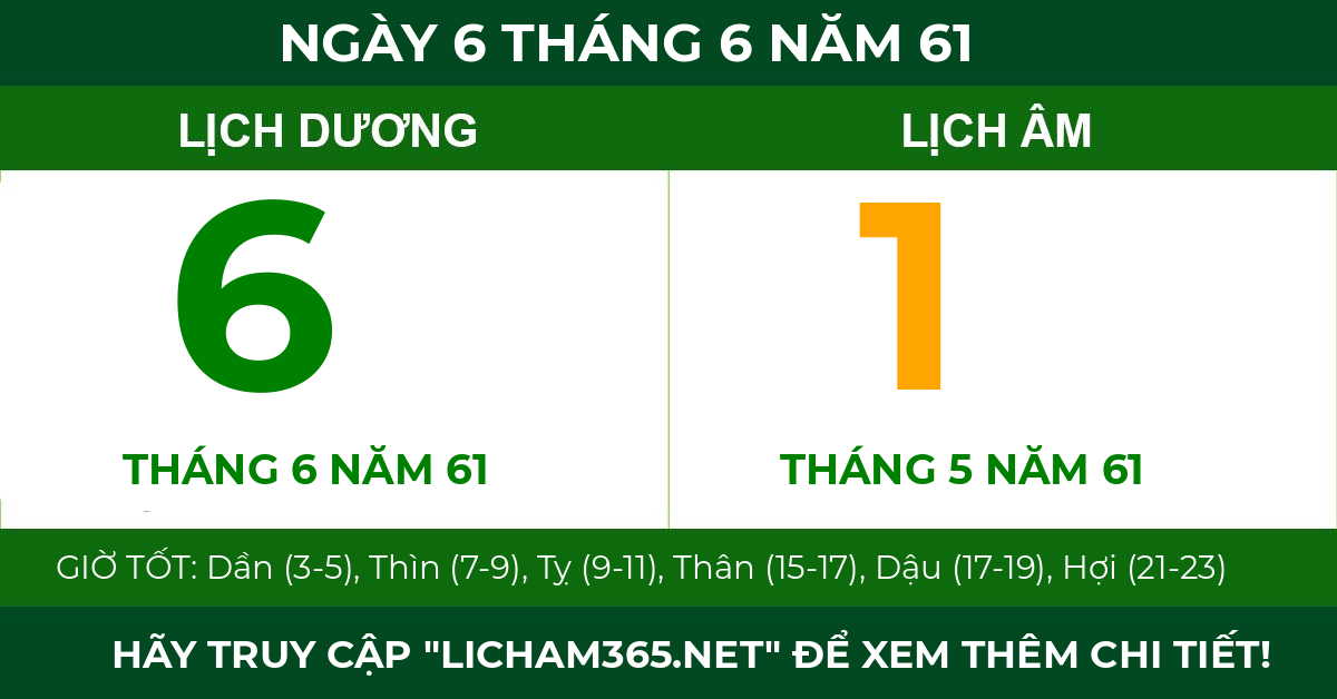 lịch âm ngày 6 tháng 6 năm 61