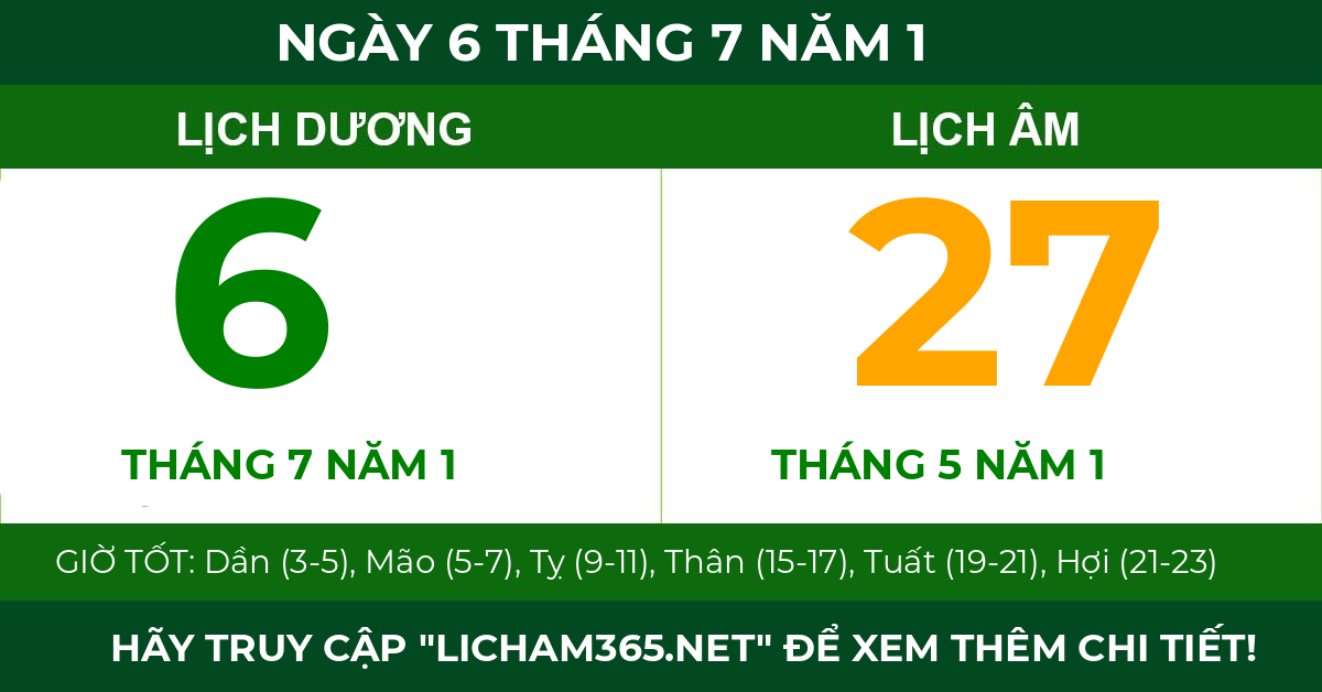 lịch âm ngày 6 tháng 7 năm 1