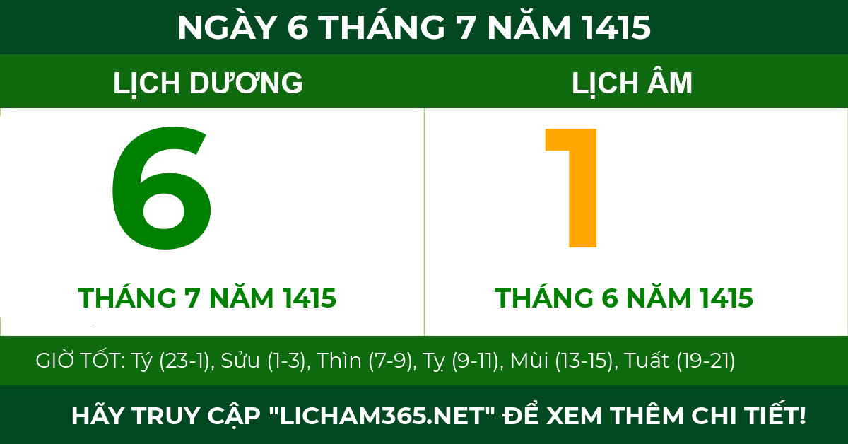 lịch âm ngày 6 tháng 7 năm 1415