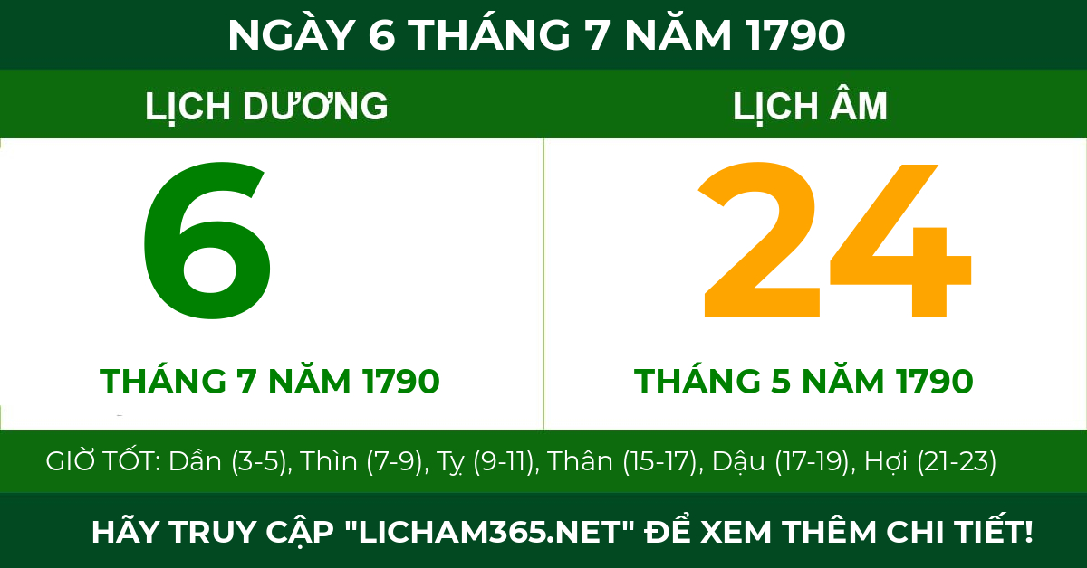 lịch âm ngày 6 tháng 7 năm 1790