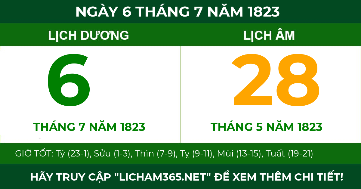 lịch âm ngày 6 tháng 7 năm 1823