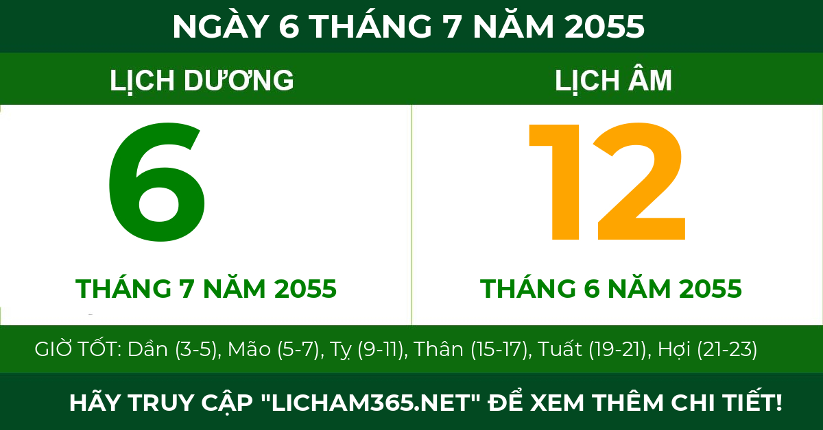 lịch âm ngày 6 tháng 7 năm 2055