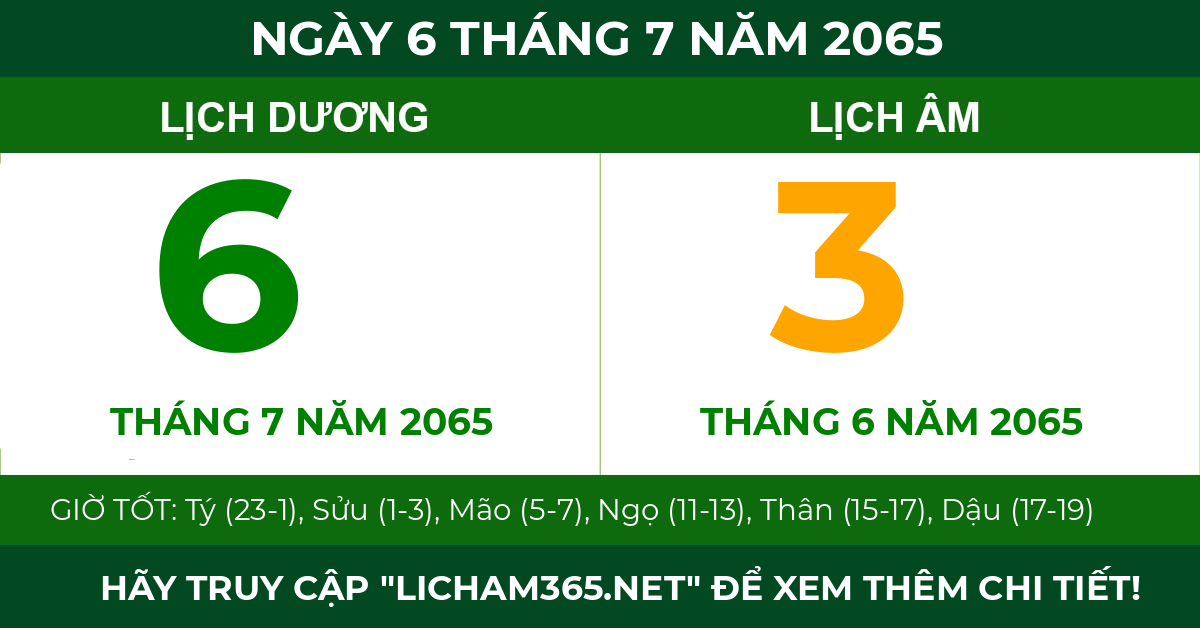 lịch âm ngày 6 tháng 7 năm 2065