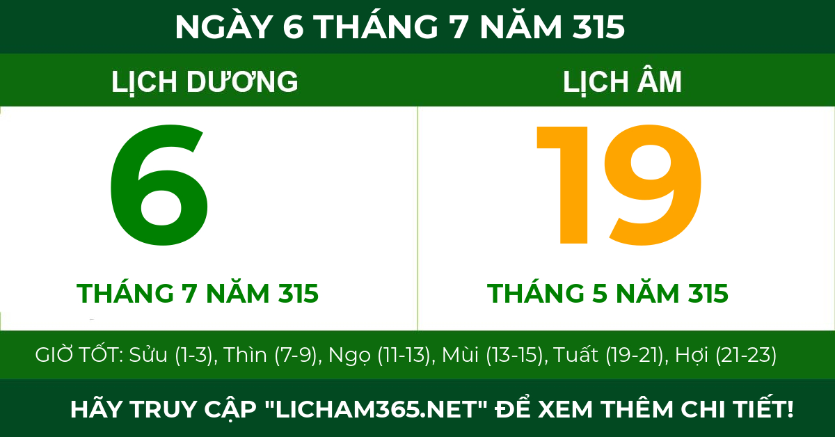 lịch âm ngày 6 tháng 7 năm 315