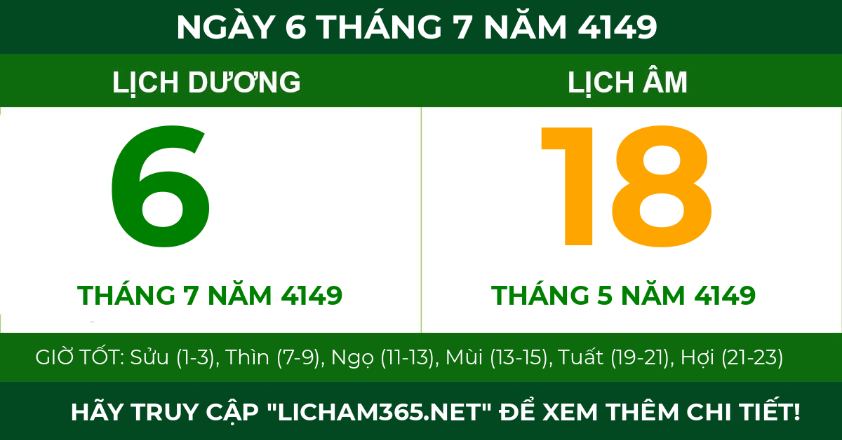 lịch âm ngày 6 tháng 7 năm 4149